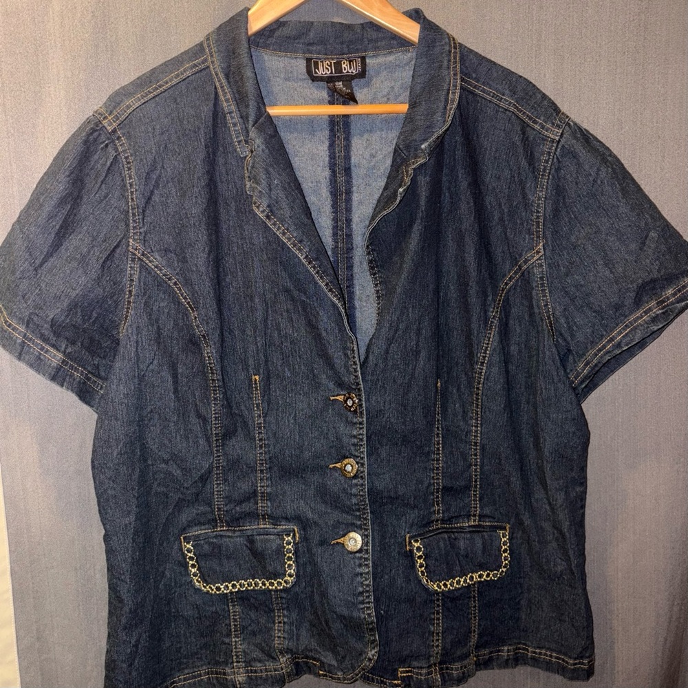 Women's Blazer Jacket Short Sleeve Denim Size‎ 18 Just Blu￼